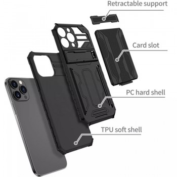 Combo dėklas su kojele ir kortelių dėklu (Apple Iphone 12 Pro)